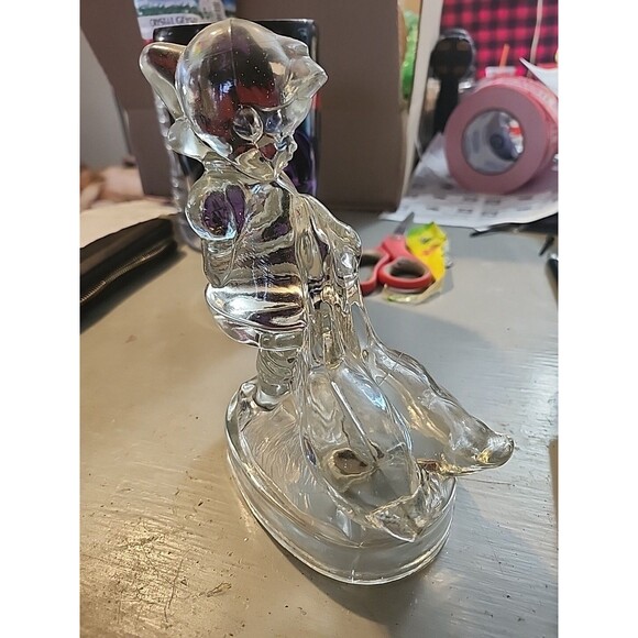 Vintage Clear Pressed Glass Kneeling Boy Figurine Praying Child Mid Century - Picture 1 of 11